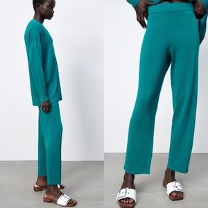 NEW Zara Straight Leg Linen‎ Blend Knit Pants in Size Small